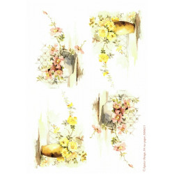 Papír rýžový A4 Malované kytice růží, akvarel x2 Aquita