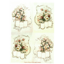 Papír rýžový A4 Jarní květy v ornamentech Aquita