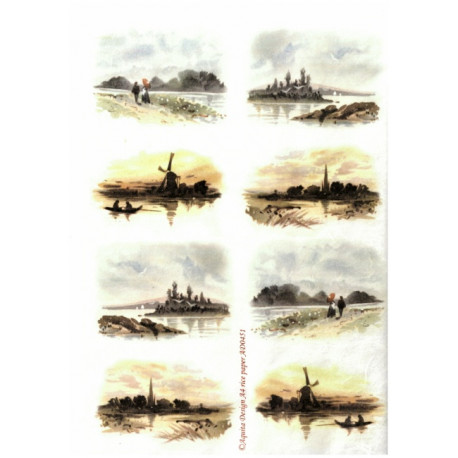 Papír rýžový A4 Romantické obrázky, akvarel midi Aquita