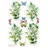 Papír rýžový A4 Konvalinkové kytice s motýly II Aquita