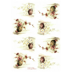Papír rýžový A4 Kytičky růží akvarel IIx4 Aquita