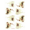 Papír rýžový A4 Kytičky růží akvarel IIx4 Aquita