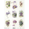 Papír rýžový A4 Jarní květy, fialky, kytice, květiny v košících