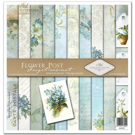 Sada papírů 31x32cm - Flower Post - Forget-me-not (ITD)