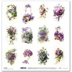 Květinová pošta, kytičky fialek - scrap.papír 31x32 (ITD)