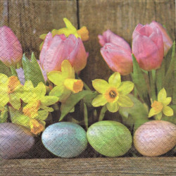 Tulipány, narcisy a barevná vejce 33x33