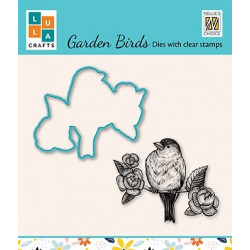Set vyřez.šablony a razítka - Ptáci na zahradě č.6 (Nellie´s Choice)