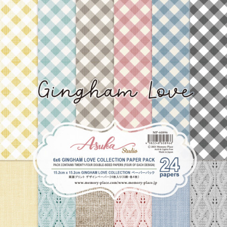 Sada papírů 15,2x15,2 Gingham Love (Asuka Studio)