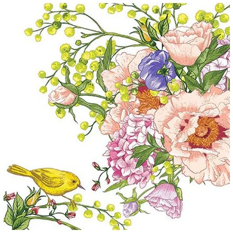 Květy a ptáček 33x33
