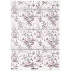 Papír rýžový A4 Tapeta z květů v šedorůžovém odstínu na prknech