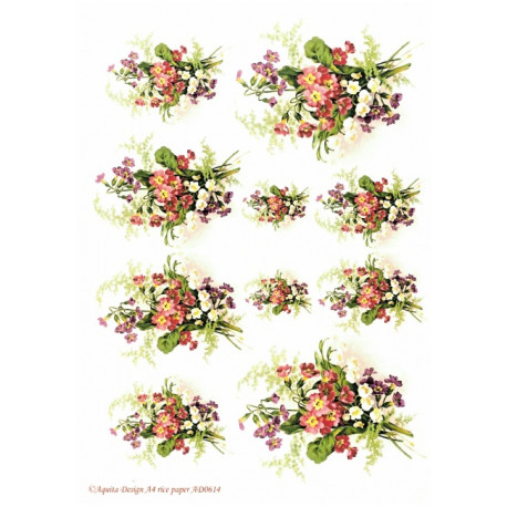Papír rýžový A4 Kytičky jarních květů III Aquita