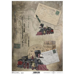 Papír rýžový A4 Parní lokomotiva, post card