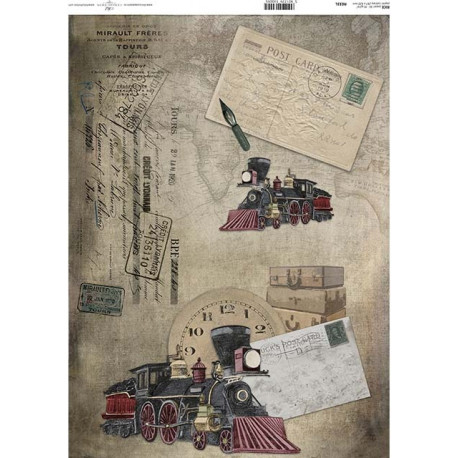 Papír rýžový A3 Parní lokomotiva, post card