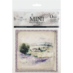 Set 6ks rýžových papírů - Provence s vůní levandule, krajinky (14,8x14,8cm)