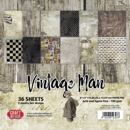 Sada papírů 15x15 Vintage Man (Craft & You)