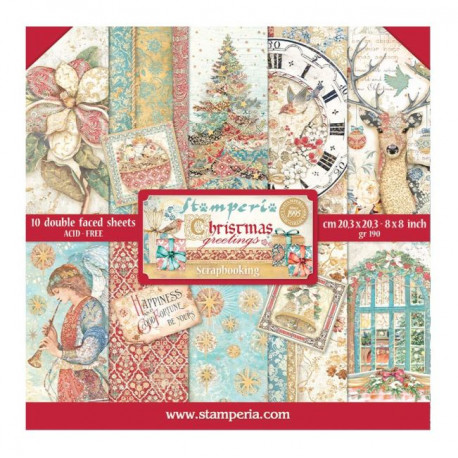 Sada papírů 20,3x20,3 190g Christmas Greetings (SBBS86)