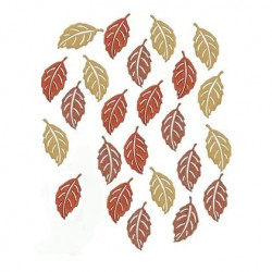 Dřev.dekorace barevné - lístky podzimní 2cm, 24ks
