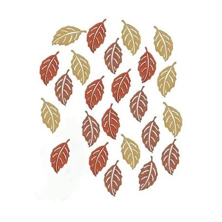 Dřev.dekorace barevné - lístky podzimní 2cm, 24ks