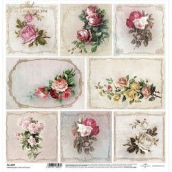 Květinová pošta, obrázky s růžemi - scrap.papír 31x32cm (ITD)