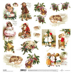 Vánoční čas, děti a andílci - scrap.papír 31x32 (ITD)