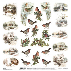 Vánoční čas, krajinky a ptáčci - scrap.papír 31x32 (ITD)