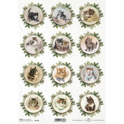 Papír rýžový A4 Vánoční čas, obrázky s kočkami