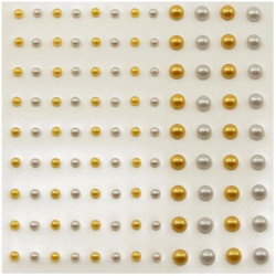 Samolecí perličky 3+5mm - zlaté a stříbrné, 108ks