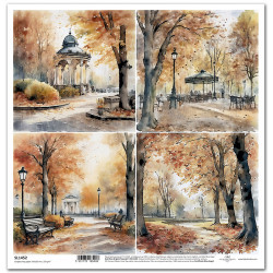 Podzimní láska, 4 obrázky z parku - scrap.papír 31x32cm (ITD)