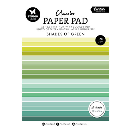 Sada papírů A5 - Shades of green Essentials nr.156 (SL)