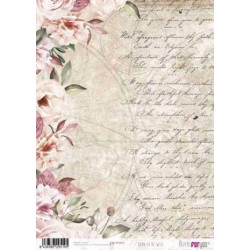 Papír rýžový A4 Květy, na pozadí písmo