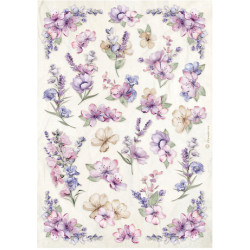 Papír rýžový A4 Lavender, květinový vzor