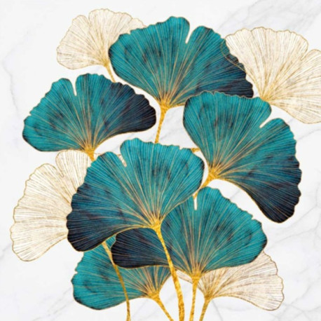 Zlaté a smaragdové ginko 33x33