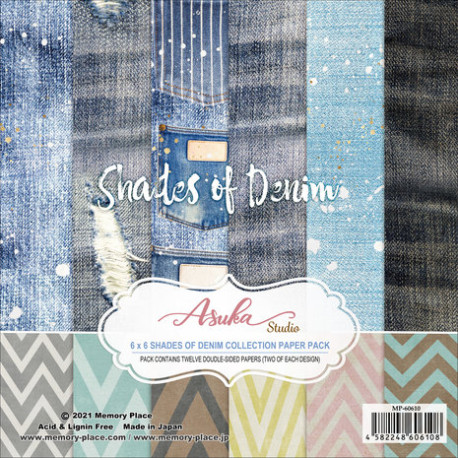 Sada papírů 15,2x15,2 Shades of Denim (Asuka Studio)