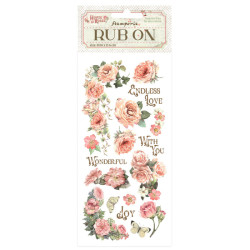 Transfer Stamperia 10x21,6cm - House of Roses, růže a nápisy (DFLRB152)