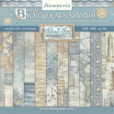 Sada papírů 30,5x30,5 190g Silent Sea, na pozadí (SBBL170)
