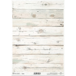 Papír rýžový A4 Květiny ve stylu shabby chic, dřevěné desky