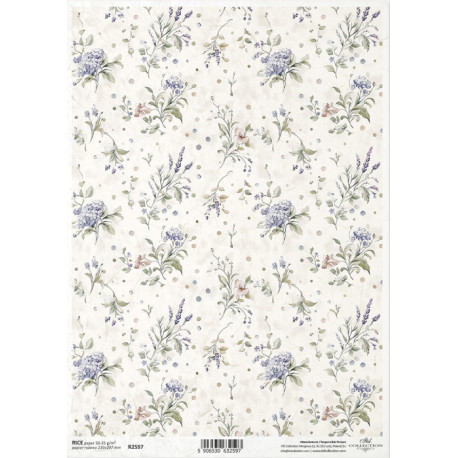 Papír rýžový A4 Květiny ve stylu shabby chic, hortenzie