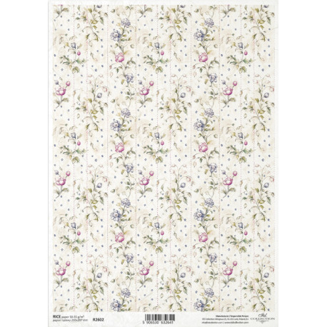 Papír rýžový A4 Květiny ve stylu shabby chic, tapeta