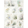 Papír rýžový A4 Květiny ve stylu shabby chic, sněženky, anemonky