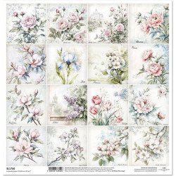 Květiny ve stylu shabby chic, zahradní kvítí - scrap.papír 31x32cm (ITD)