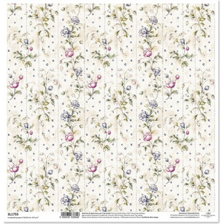 Květiny ve stylu shabby chic, tapeta - scrap.papír 31x32cm (ITD)