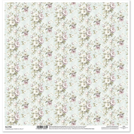 Květiny ve stylu shabby chic, plané růže - scrap.papír 31x32cm (ITD)