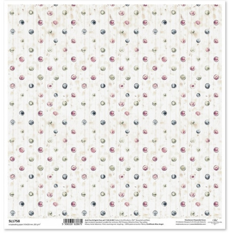 Květiny ve stylu shabby chic, tečky - scrap.papír 31x32cm (ITD)