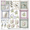 Květiny ve stylu shabby chic, rámečky - scrap.papír 31x32cm (ITD)