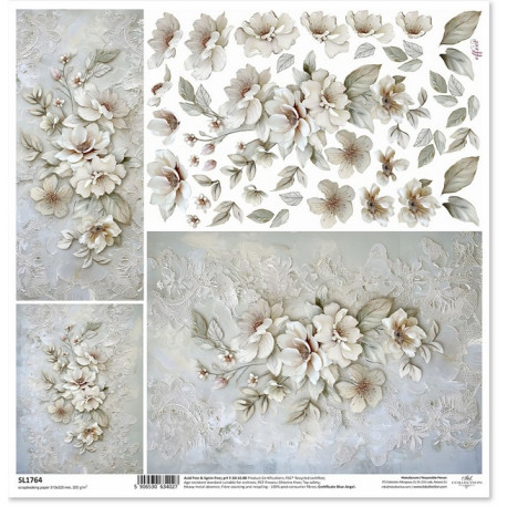 Oslavuj okamžiky 3D, květy na krajce - scrap.papír 31x32cm (ITD)