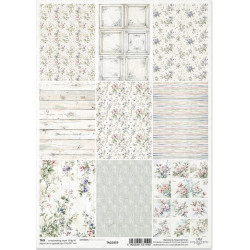 Scrap.papír A4 Květiny ve stylu shabby chic, miniatury