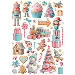 Papír rýžový A4 Candy Christmas, vánoční mix