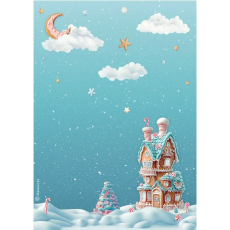 Papír rýžový A4 Candy Christmas, perníkový dům
