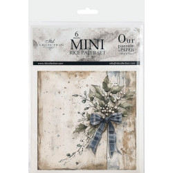 Set 6ks rýžových papírů - Zimní pohádka, mašle domodra (14,8x14,8cm)
