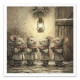 Set 6ks rýžových papírů - Zimní pohádka, myšky (14,8x14,8cm)